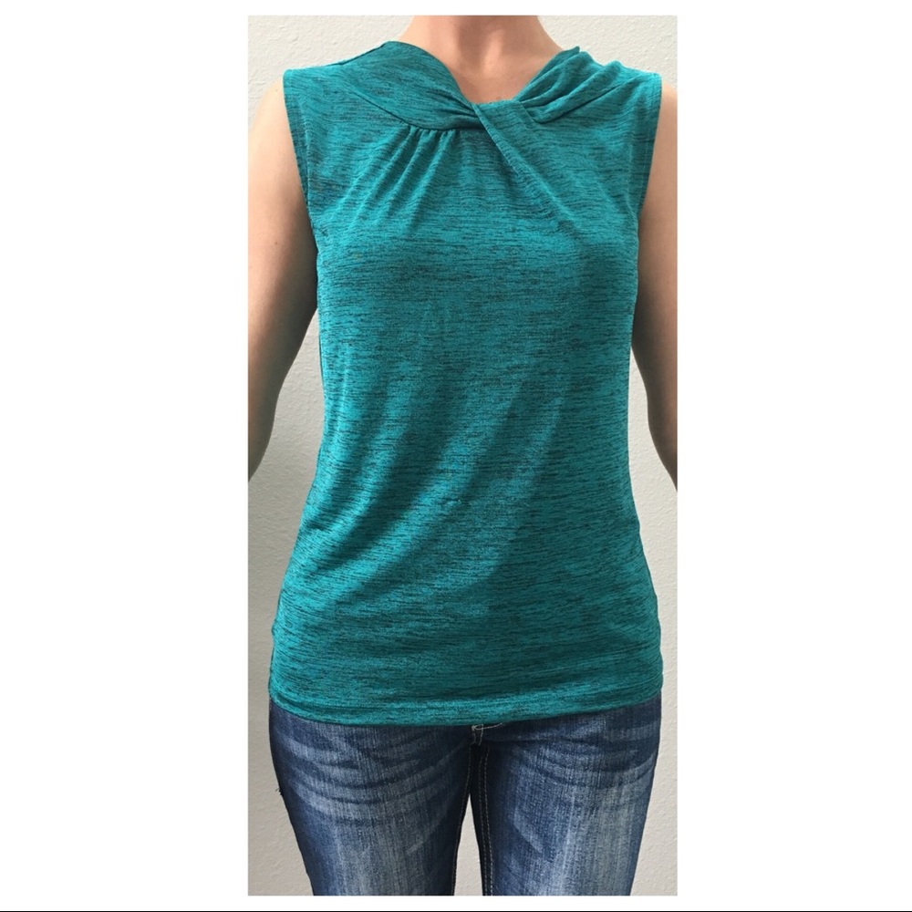 Green sleeveless top with twist detail